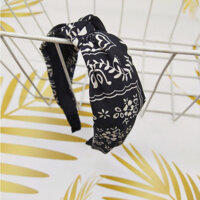 Bờm cài tóc phong cách Vintage vải đũi đẹp dễ thương BN110 - Đen