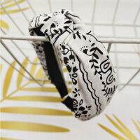 Bờm cài tóc phong cách Vintage vải đũi đẹp dễ thương BN110 - Trắng