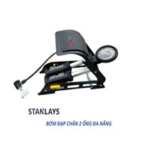 Bơm Đạp Chân Đa Năng 2 Xilanh STANLAY  Cho Ô Tô, Xe Máy, Xe Đạp Có Đồng Hồ Hiển Thị Áp Suất.
