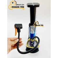 Bơm đạp chân mini, Bơm lốp mini có máy đo 1 ống cao cấp C-MART L0009 cao 190mm, Bơm xe đạp, xe máy