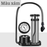 Bơm hợp kim nhôm loại đạp chân dùng cho xe đạp, xe máy, ô tô tặng kèm kim bơm banh và bơm thú hơi - Bơm đa năng - Màu Xám Bạc