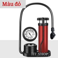 Bơm hợp kim nhôm loại đạp chân dùng cho xe đạp, xe máy, ô tô tặng kèm kim bơm banh và bơm thú hơi - Bơm đa năng - Màu Đỏ