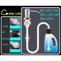 Bơm hút dầu rửa bát xà phòng có vòi xịt lắp chìm bồn rửa bát bồn cầu tiện lợi bộ hút inox ống silicon dài 1.2 mét