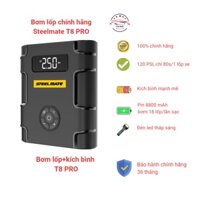 Bơm lốp kết hợp kích bình chính hãng Steelmate T8 PRO, Bơm lốp, kích bình, sạc điện thoại