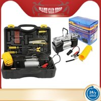 Bơm Lốp Ô TÔ 2 Xi Lanh Tự Động Ngắt  Có Đèn Led Kèm bộ dụng Cụ Bảo hành 6 tháng