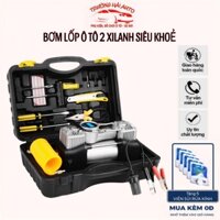Bơm lốp ô tô 2 xilanh công suất lớn, kèm dụng cụ tự vá