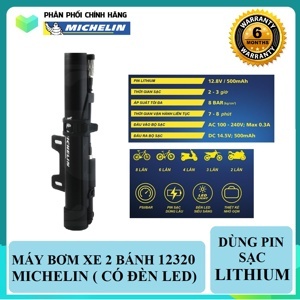 Bơm lốp xe mini dùng pin sạc Michelin 12320 (500mAh)