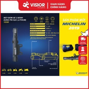 Bơm lốp xe mini dùng pin sạc Michelin 12320 (500mAh)