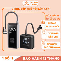 Bơm Lốp Xe Ô Tô, Xe Máy Cầm Tay Mini EDON Tự Động Ngắt, Tích Hợp Sạc Dự Phòng Và Đèn Pin,Đo Áp Suất Lốp - BXO