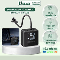 Bơm Lốp Xe Ô Tô, Xe Máy Cầm Tay Mini DELAX Tự Động Ngắt, Tích Hợp Sạc Dự Phòng Và Đèn Pin,Đo Áp Suất Lốp BXO03