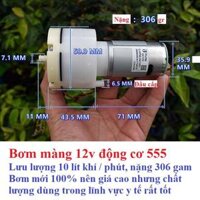 Bơm màng 12v Động cơ 555 - 10 lít khí  phút - Loại ĐC555