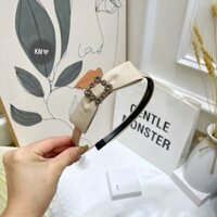 Bờm Nơ Đá Cao Cấp ❤️Freeship❤️Cài Tóc Nơ Đá Mới Nhất 2021, 2 Màu Be và Đen Cực Xinh và Sang Chảnh