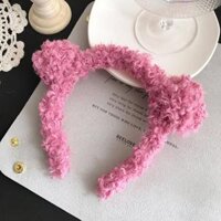 Bờm tai gấu, Băng Đô Rửa Mặt Hoa Cài Tóc Hàn Quốc cute PT07 - Hồng