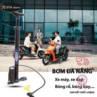 Bơm tay xe đạp, xe máy, bơm bóng có đồng hồ đo áp suất, thiết kế nhỏ gọn, lực bơm nhẹ màu đen cao cấp