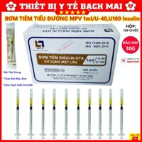 Bơm Tiêm Tiểu Đường Insulin HTA MPV U100/U40 1ml -  Hộp 100 Chiếc