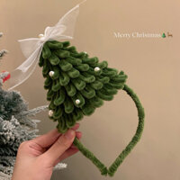 Bờm tóc cây thông kẽm nhung chụp ảnh concept giáng sinh