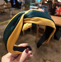 Bờm tóc nữ bản to mẫu mới bản đẹp phối 2 mầu vải lụa cao cấp  - BN93 Vàng-Xanh lá