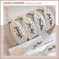 BỜM TÓC/TURBAN REN HOA CÚC THÊU TÊN THEO YÊU CẦU, STYLE HÀN CHO BÉ