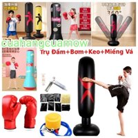 (bơm+vá)Cuahangcuamow Bao cát đấm bốc võ thuật, trụ hơi đấm bốc, trụ đấm boxing cho trẻ em, người lớn tự cân bằng
