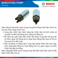 Bơm xăng Bosch Fuel Pump giắc to giắc nhỏ 12V phù hợp các dòng xe Lexus Toyota Honda Kia Hyundai