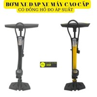bơm xe đạp bơm xe máy cầm tay ống nhôm có đồng hồ đo áp suất