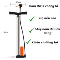 Bơm xe, đạp xe máy thế hệ mới đồng hồ chính xác nhẹ, thân nox không gỉ, có đồng hồ đo áp suất