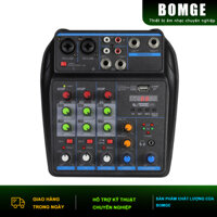 BOMGE Mixer Bộ trộn âm thanh DJ 4 kênh có Bluetooth, nguồn Phantom 48V, hệ thống karaoke, bộ trộn âm thanh USB