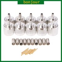 Bon 10 Cái N Nam Cắm Uốn RG58 RG142 LMR195 RG400 Cáp Đồng Trục Đầu Nối Thẳng