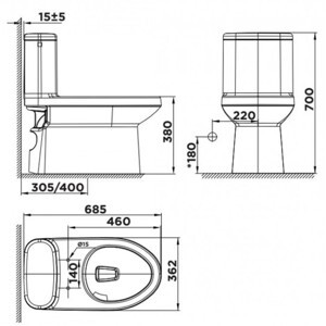 Bồn cầu 1 khối American Standard WP-1841