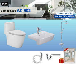 Bồn cầu 1 khối Inax AC-902 + Nắp rửa cơ CW-S32VN