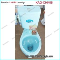 Bồn cầu 1 nhấn Landsign xanh biển KAG-CHK06