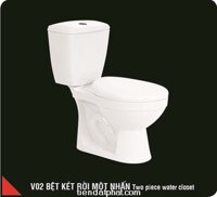 Bồn cầu 2 khối 1 nút nhấn Hảo Cảnh V02