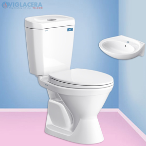 Bồn cầu 2 khối nắp êm Viglacera VI66E