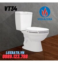 Bồn cầu 2 khối nắp êm Viglacera VT34 NE xả nhấn