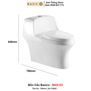 Bồn cầu Basic BSA123 -  1 khối, nắp đóng êm