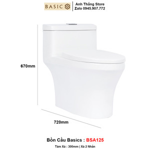 Bồn cầu Basic BSA125 - 1 khối, nắp đóng êm