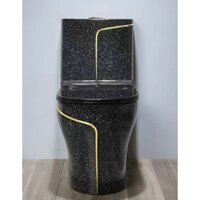 bồn cầu đen kim tuyến viền vàng