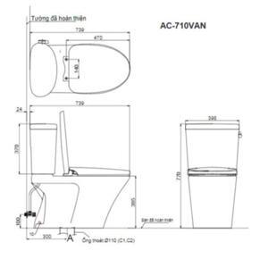 Bồn cầu Inax AC-710A+CW-H18VN - 2 khối, nắp rửa điện tử