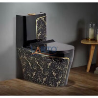 BỒN CẦU LARTO HỌA TIẾT VÀNG SANG TRỌNG- BỒN CẦU ĐEN LTBC-6803