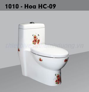 Bồn cầu liền khối Hảo Cảnh 1010 - hoa văn HC09