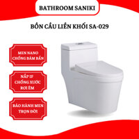 Bồn cầu liền khối SA-029, Men nano kháng khuẩn chống dính, Nắp IF rơi êm chống xước, Xả 5D siêu khỏe và êm ái