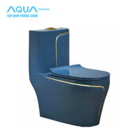 Bồn Cầu Màu Xanh Chỉ Vàng AQ – 3016