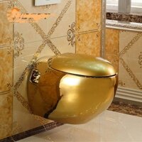 Bồn cầu treo tường két nước âm tường mạ vàng HM-613G (Đặt hàng 10-15 ngày- Giá đã bao gồm nút nhấn xả và két nước âm tường) - Pimisi