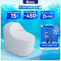 Bồn cầu trứng Enic E33, thiết kế nguyên khối chắc chắn,chất liệu men chống bám bẩn.