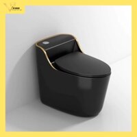 BỒN CẦU TRỨNG MÀU ĐEN VIỀN VÀNG - BỒN CẦU TRỨNG VIỀN VÀNG MÀU ĐEN - BỒN CẦU TRỨNG ĐEN