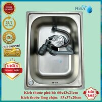 Bồn Chậu Rửa Chén bát inox 1 học Rina C07 KT 60x43 và 42x37, Bồn Rửa Chén 1 Hộc Tặng Bộ Xả inox