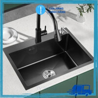 Bồn chậu rửa chén bát inox 304 1 hố korea nano đen 60x45cm nhập khẩu hàng chính hãng - Bảo hành 24 tháng