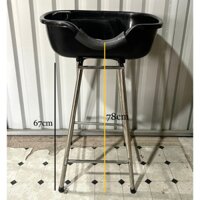 Bồn gội đầu nhựa tròn có chân inox