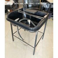 Bồn gội đầu rời, bồn nhựa vuông, bồn gội đầu có khung chân sắt