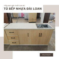 [Bồn Inox 304] Tủ bếp nhựa Đài Loan sẵn bồn vòi có nhiều ngăn đa năng ngang 1m6 giá xưởng - Freeship HCM